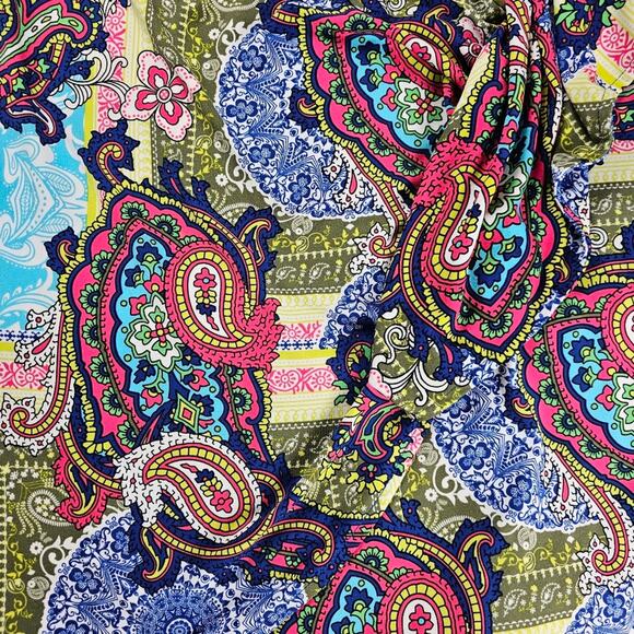 New York and Company Dress Womens XS Multicolor Paisley Faux Wrap Long Sleeves - Picture 7 of 14